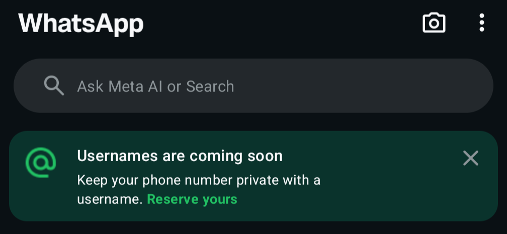 whatsapp username reservation