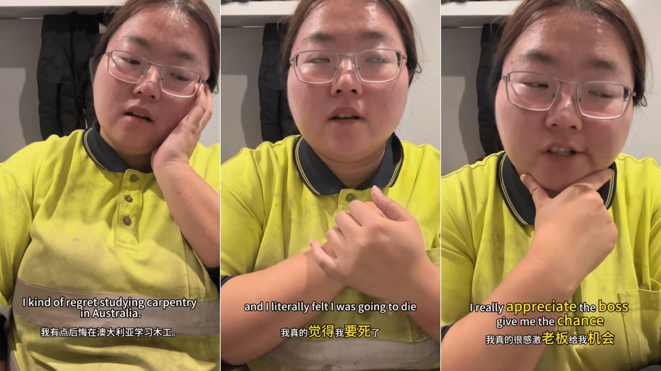 International student's viral video on life as a tradie sparks outpouring of support